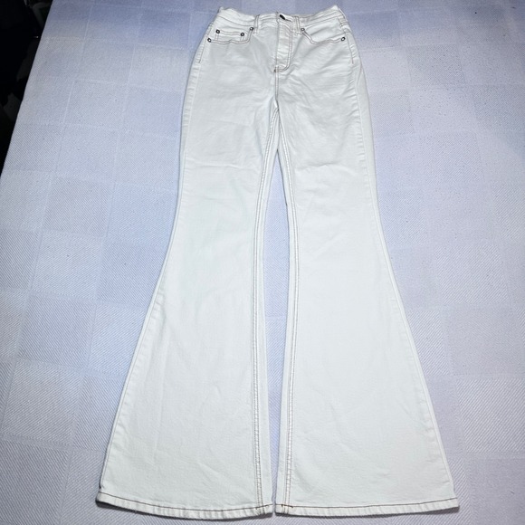 Free People Denim - We The Free CRVY Flare Jeans Women 26 High Rise‎ Bell Bottom White Free People